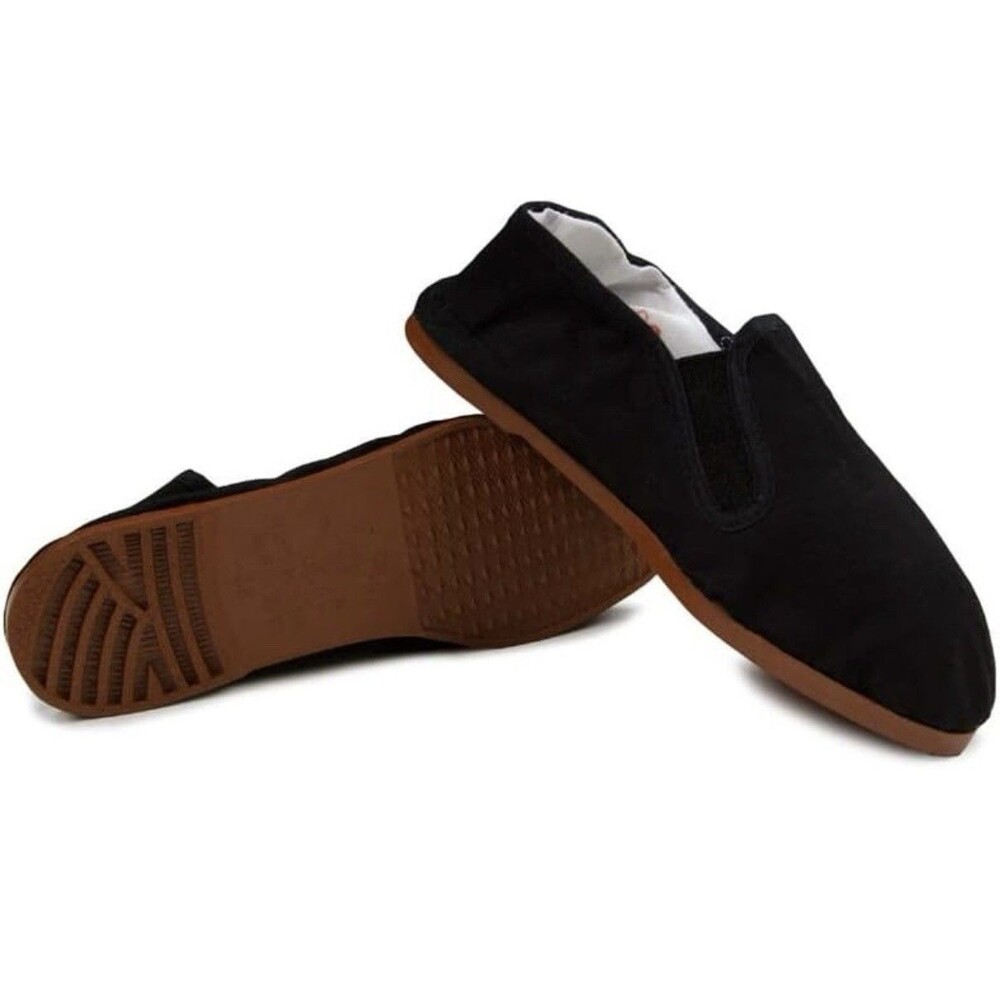 Easy USA Mens Canvas Slip-On Kung Fu/Tai Chi Shoes-Rubber Sole-Black Size 44
